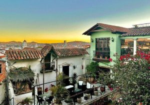 Balcon vue cathédrale Sucre Mi Pueblo Smary hôtel